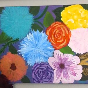 Custom hand painted flower art on canvas
